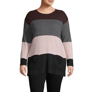 VINCE CAMUTO Womens Gray Sides Long Sleeve Jewel Neck Wear To Work Sweater 1X